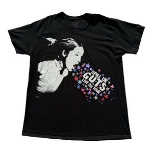Olivia Rodrigo "Spill Ur Guts" Tour Tee Size L – Black Graphic Concert Shirt